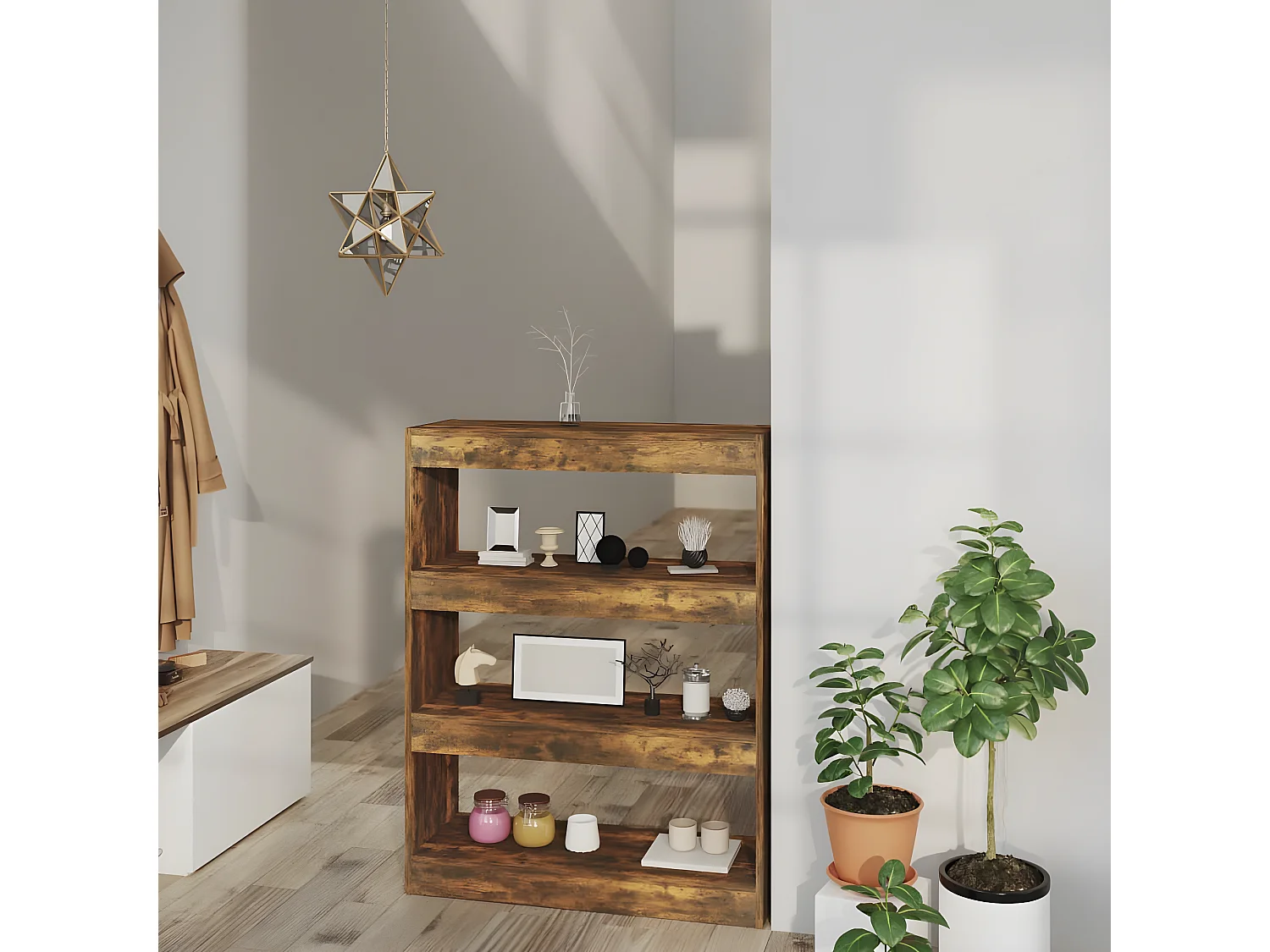 Bibliothèque/Cloison Chêne fumé 80x30x103 cm Bois ingénierie