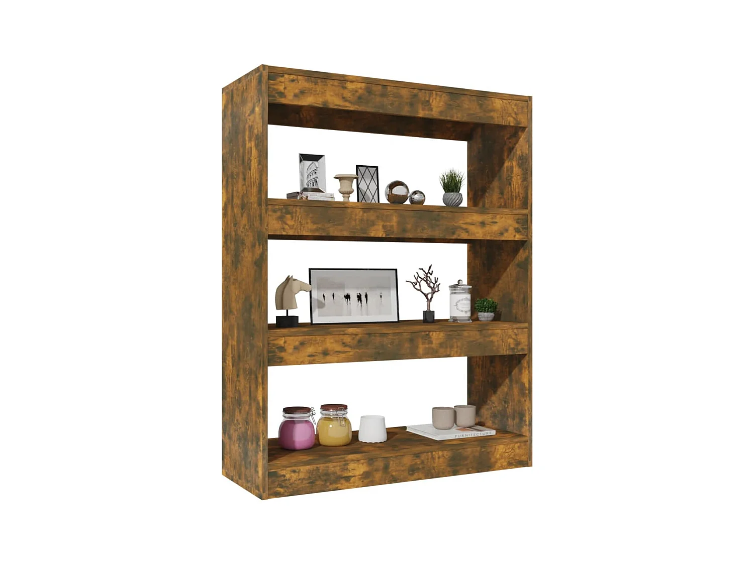 Bibliothèque/Cloison Chêne fumé 80x30x103 cm Bois ingénierie