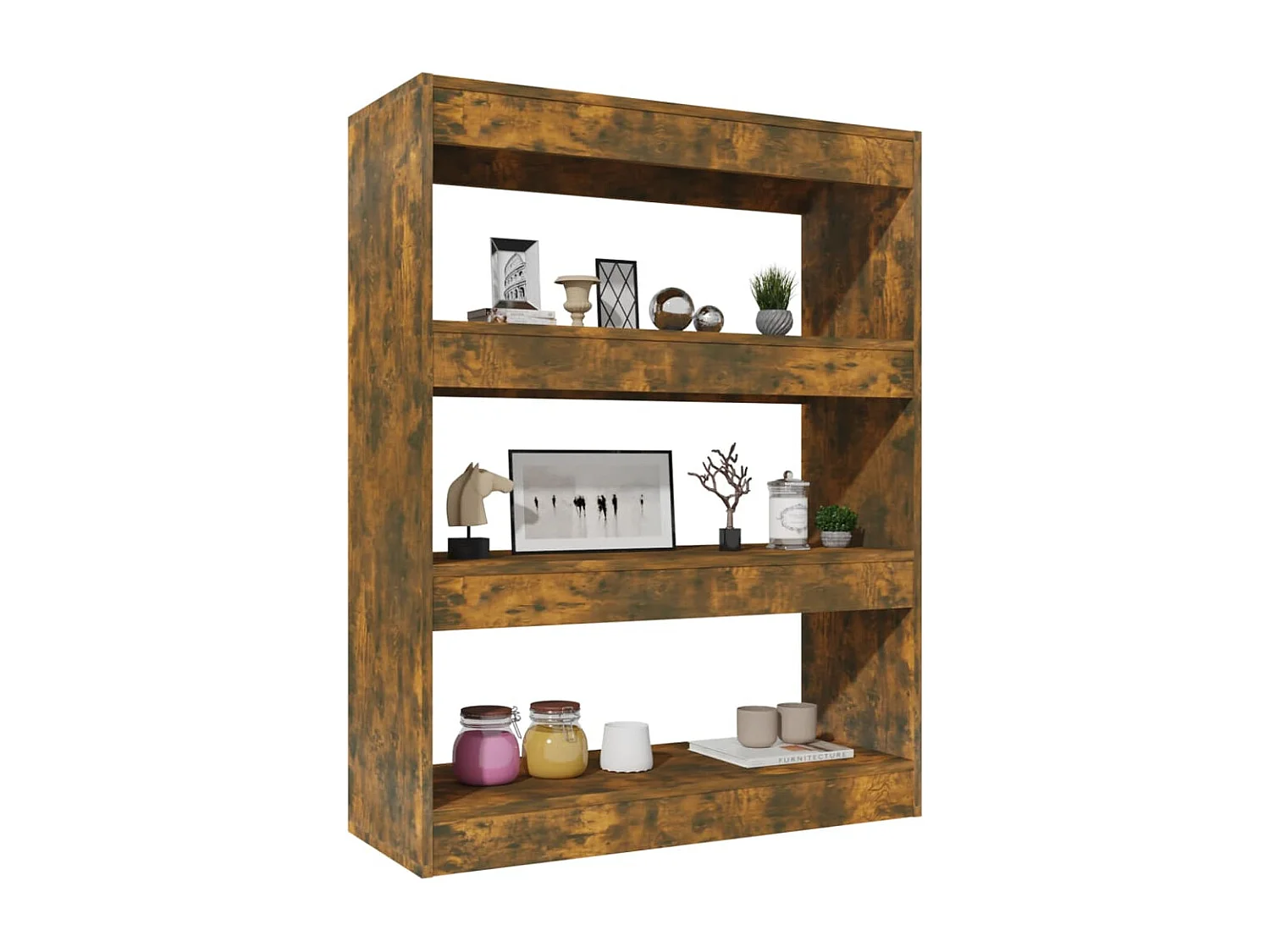 Bibliothèque/Cloison Chêne fumé 80x30x103 cm Bois ingénierie