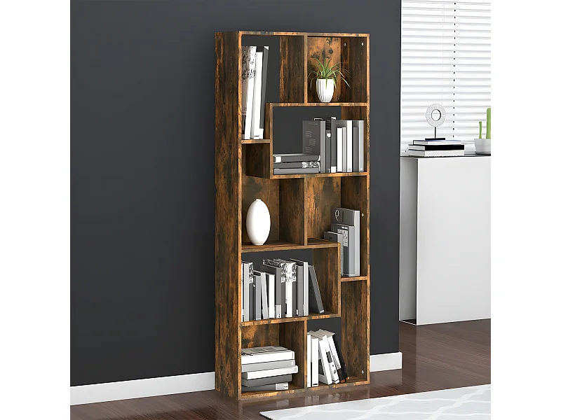 Boekenkast 67x24x161 cm bewerkt hout gerookt eikenkleurig