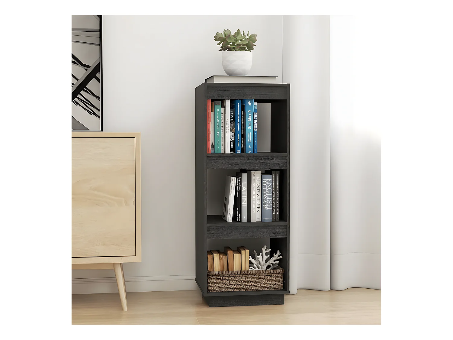Bibliothèque/Séparateur de pièce Gris 40x35x103 cm Pin massif