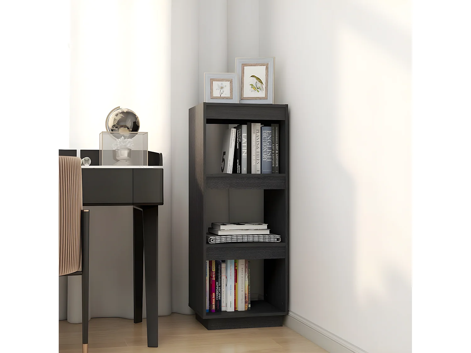 Bibliothèque/Séparateur de pièce Gris 40x35x103 cm Pin massif