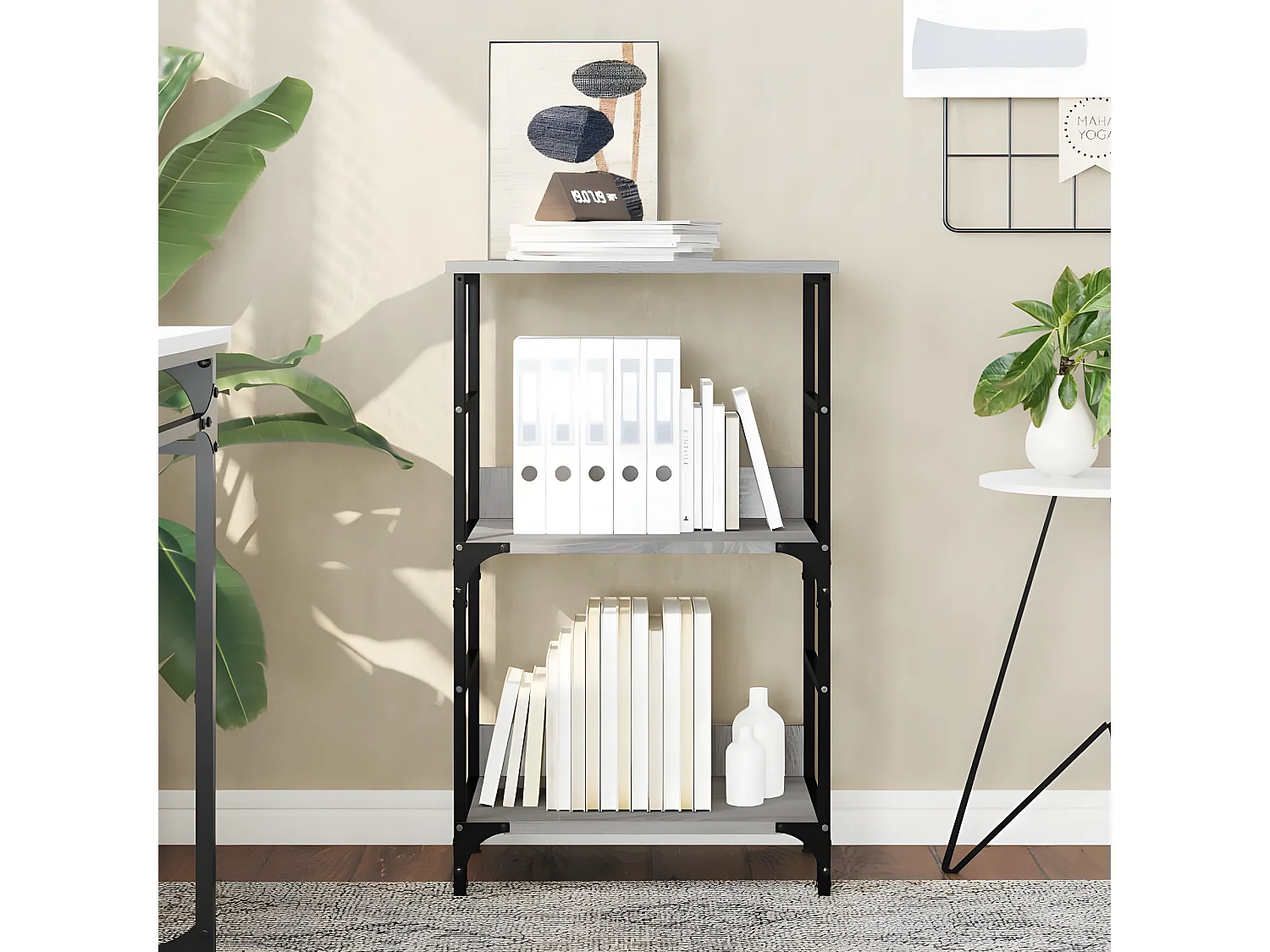 Boekenrek 50x33x82 cm bewerkt hout grijs sonoma eikenkleurig