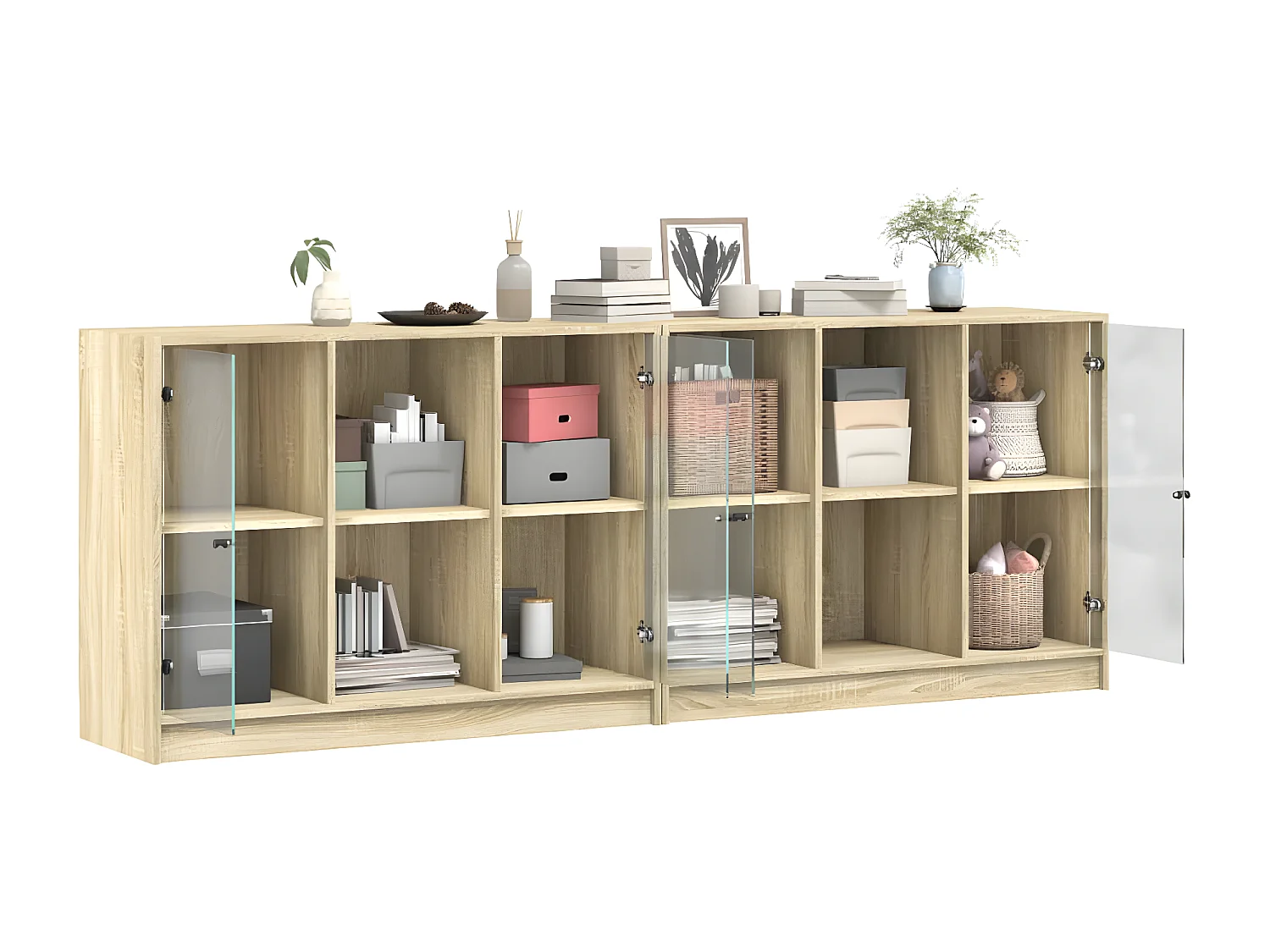 Bibliothèque avec portes chêne sonoma 204x37x75 cm