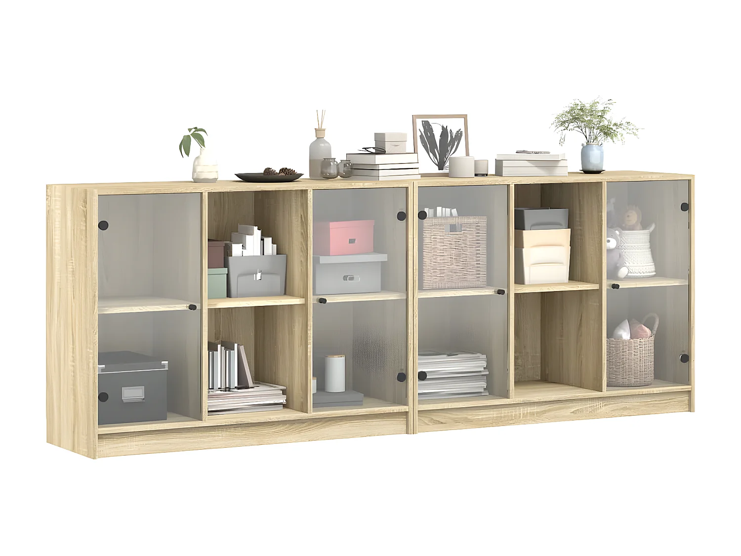 Bibliothèque avec portes chêne sonoma 204x37x75 cm