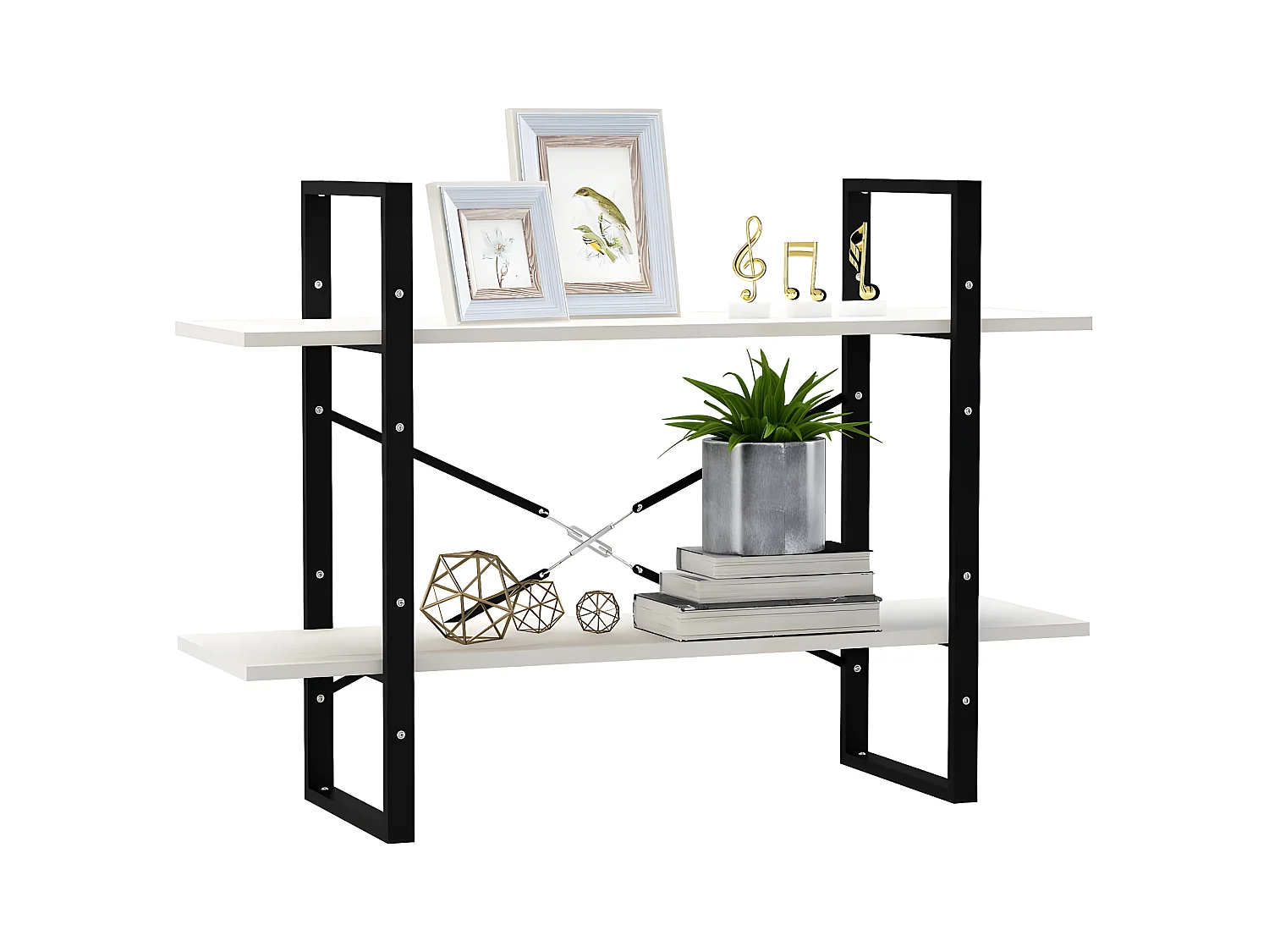 Bibliothèque à 2 niveaux Blanc 100x30x70 cm Bois de pin massif