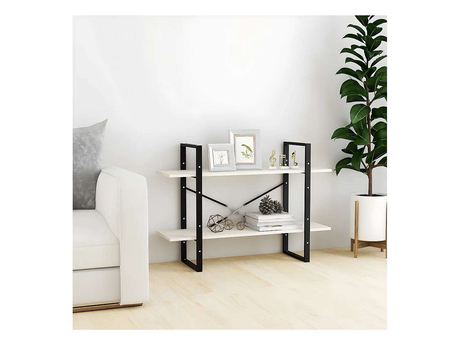 Bibliothèque à 2 niveaux Blanc 100x30x70 cm Bois de pin massif