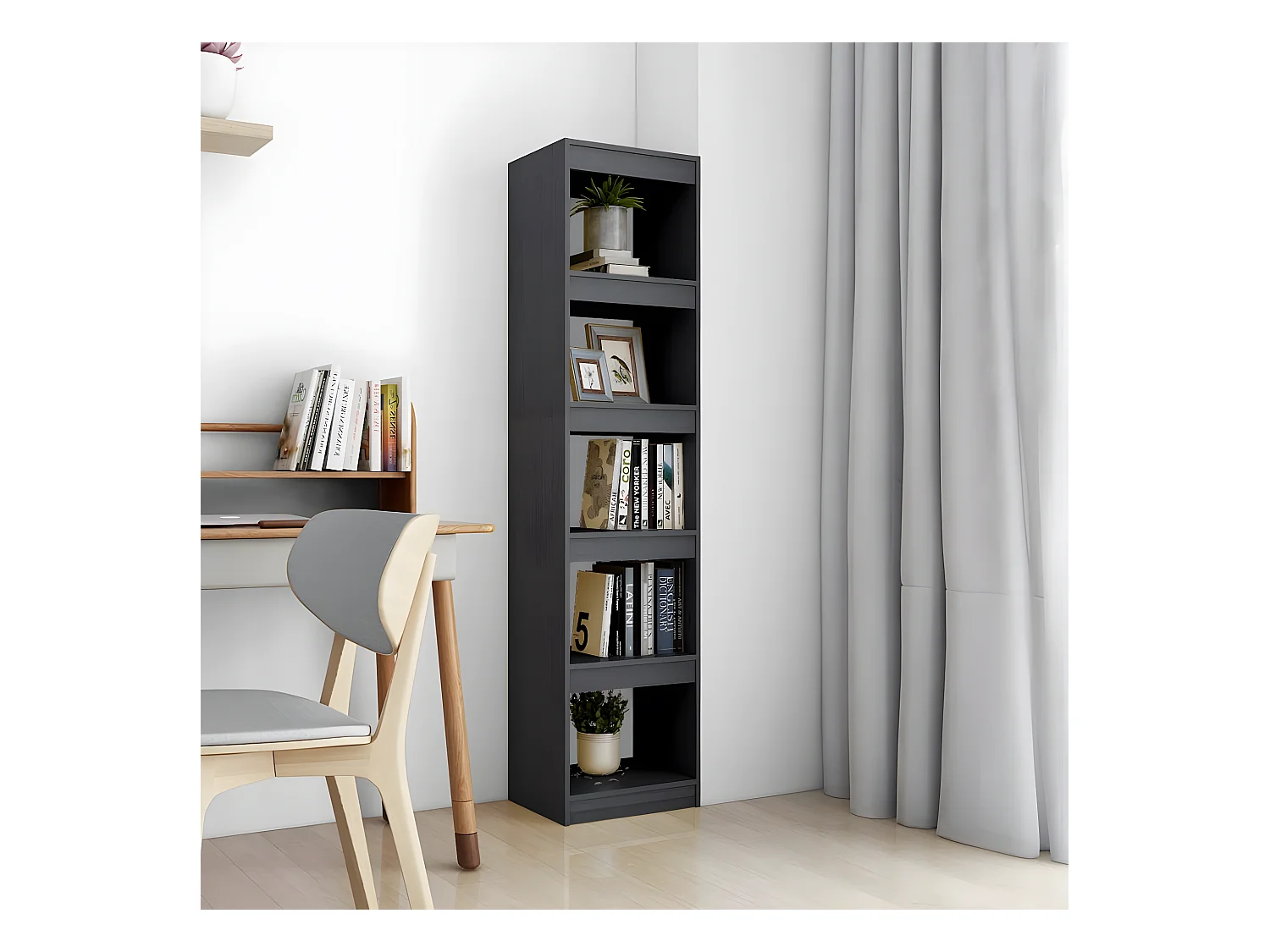 Bibliothèque/Séparateur de pièce Gris 40x30x167,5 cm Pin massif