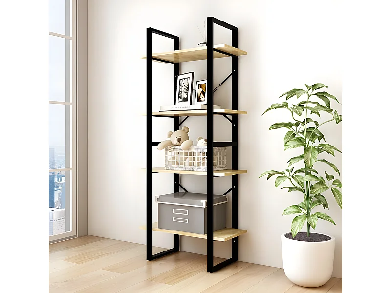 Estantería 4 niveles madera maciza de pino 60x30x140 cm