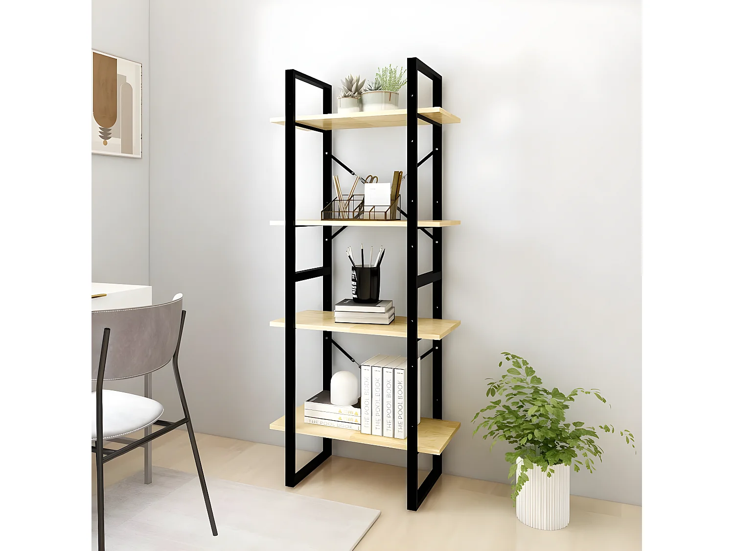 Bibliothèque à 4 niveaux 60x30x140 cm Bois de pin massif