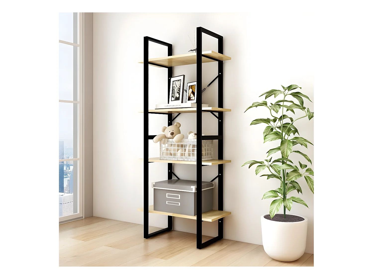 Boekenkast met 4 schappen 60x30x140 cm massief grenenhout