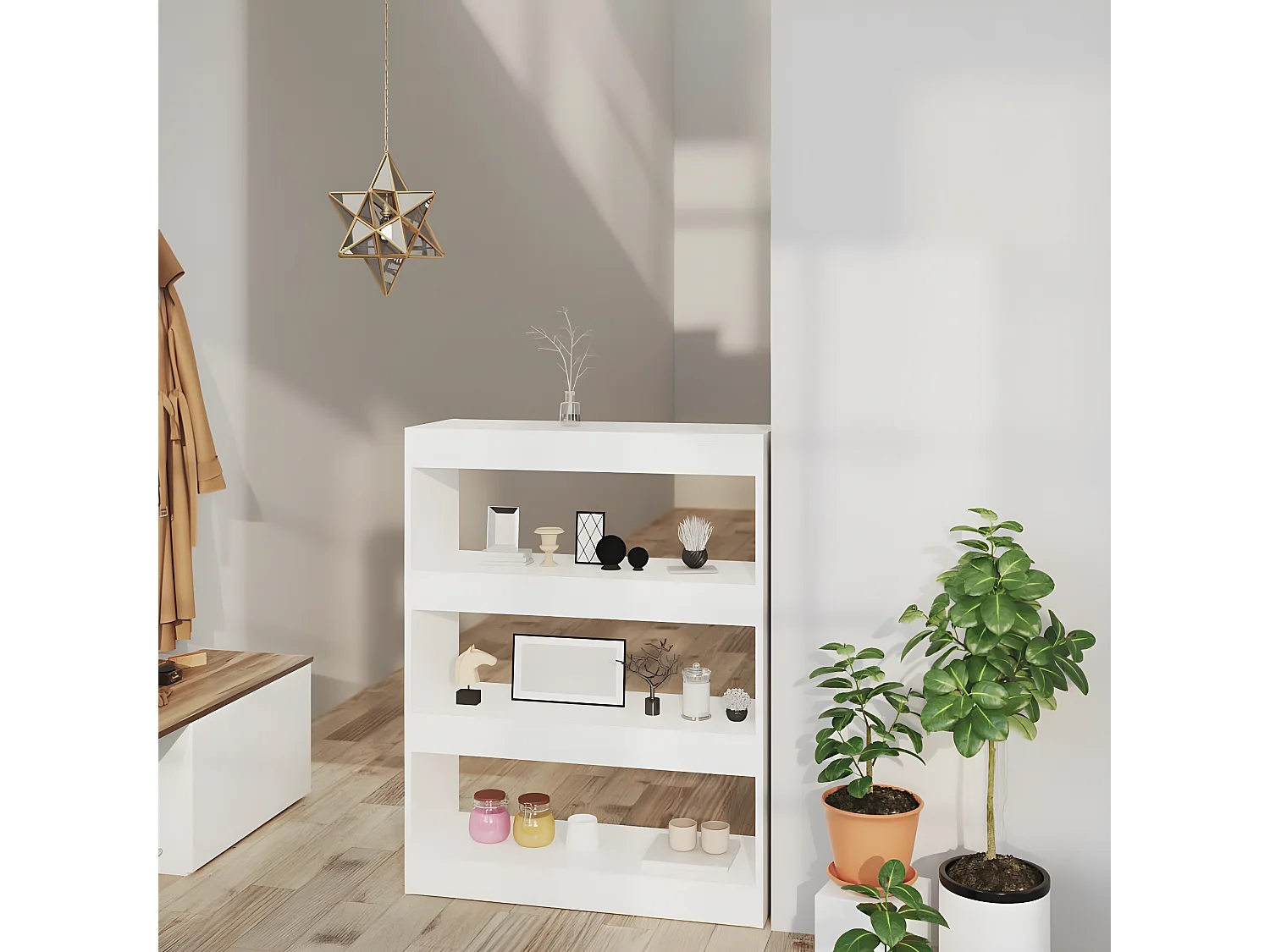 Estantería/divisor madera contrachapada blanco 80x30x103 cm