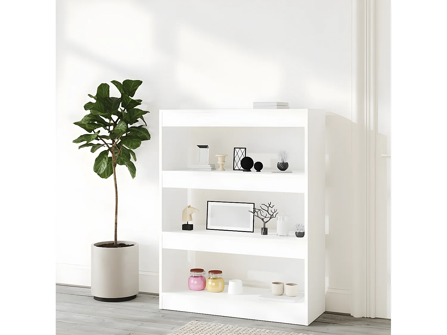 Bibliothèque/Cloison Blanc 80x30x103 cm Bois d'ingénierie