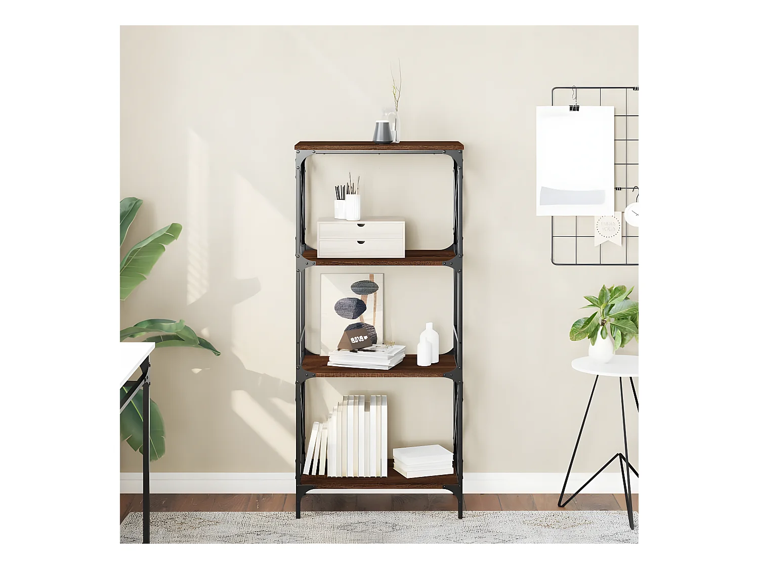 Bibliothèque 4 niveaux chêne brun 59x35x132cm bois d'ingénierie