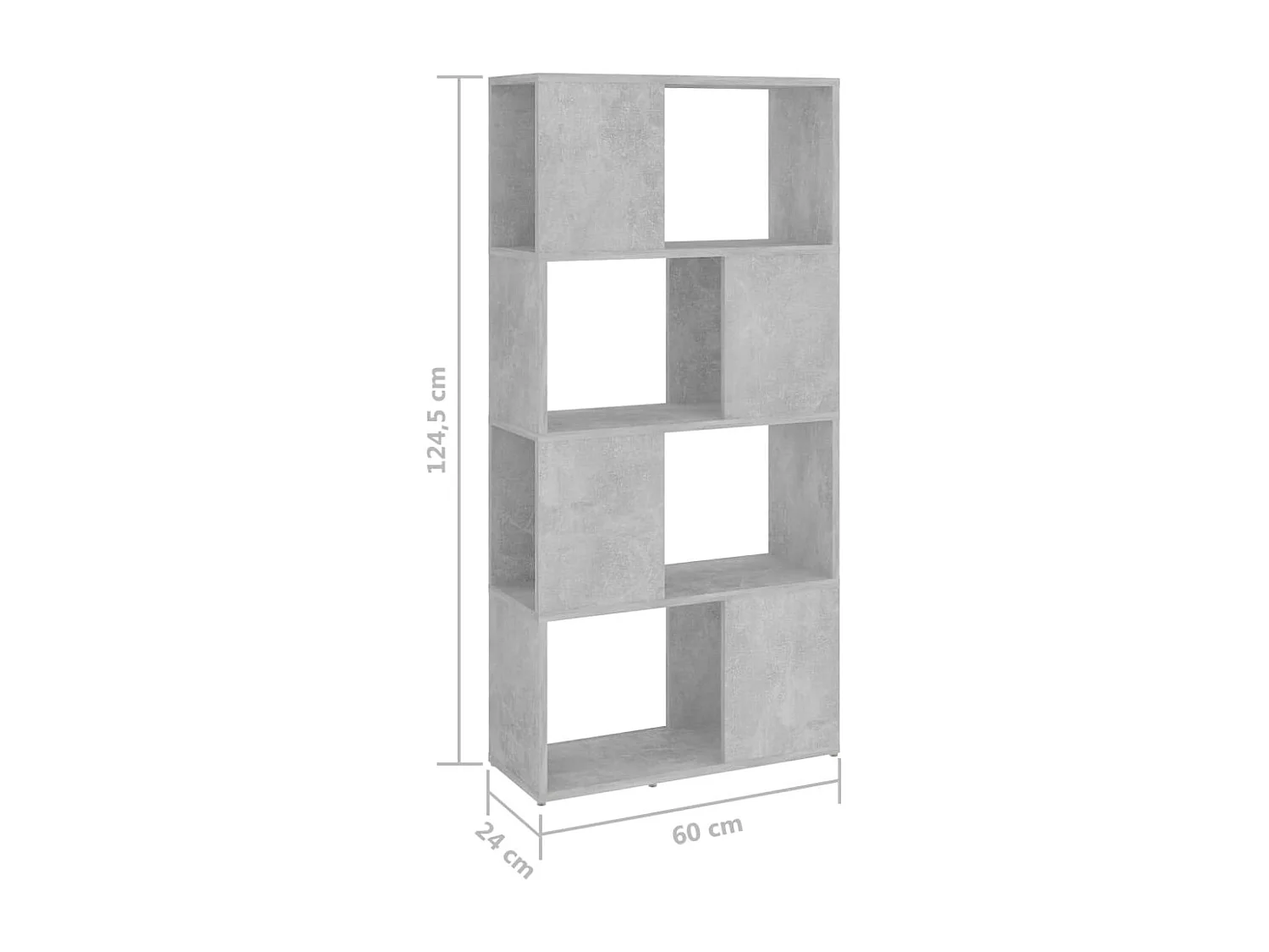 Bibliothèque/Séparateur de pièce Gris béton 60x24x124,5 cm