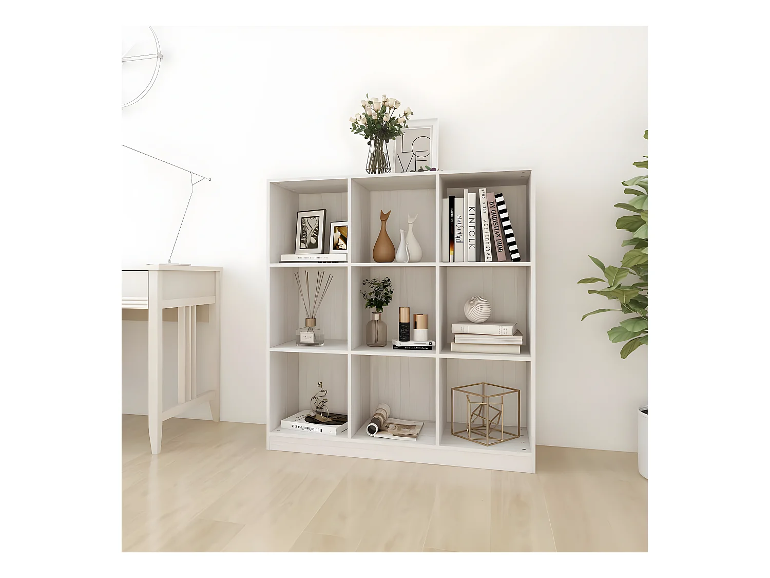 Bibliothèque/Séparateur de pièce Blanc 104x33,5x110 cm Pin
