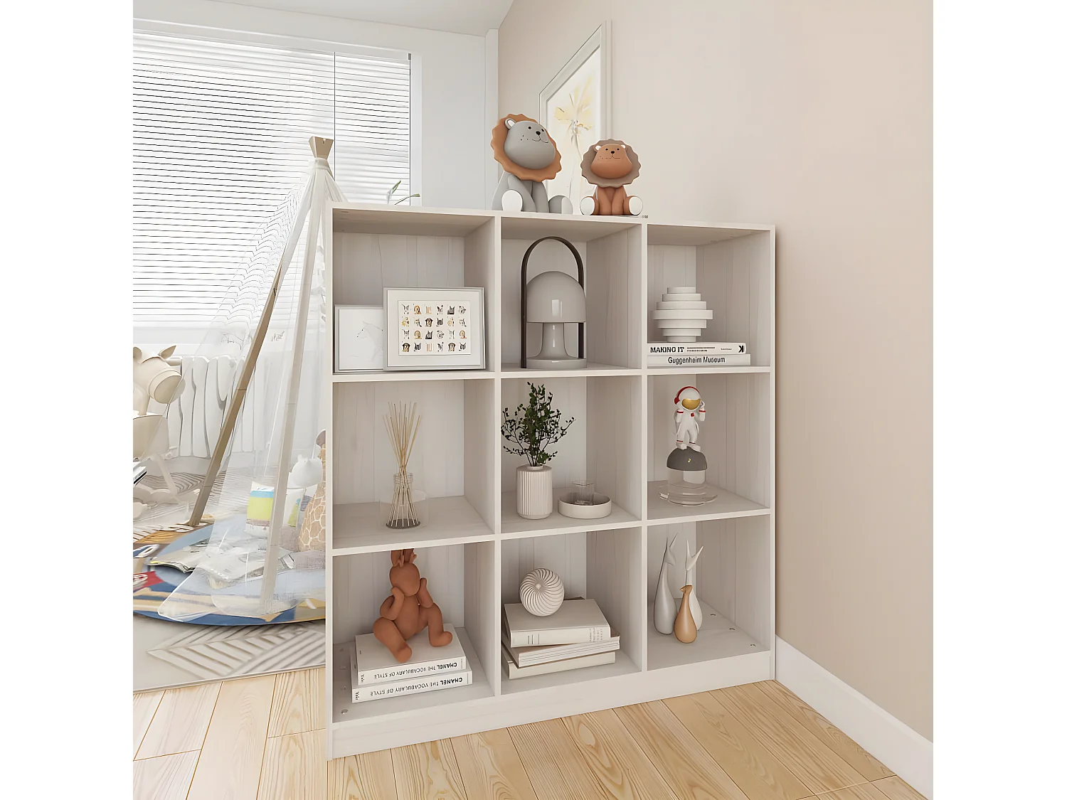 Bibliothèque/Séparateur de pièce Blanc 104x33,5x110 cm Pin