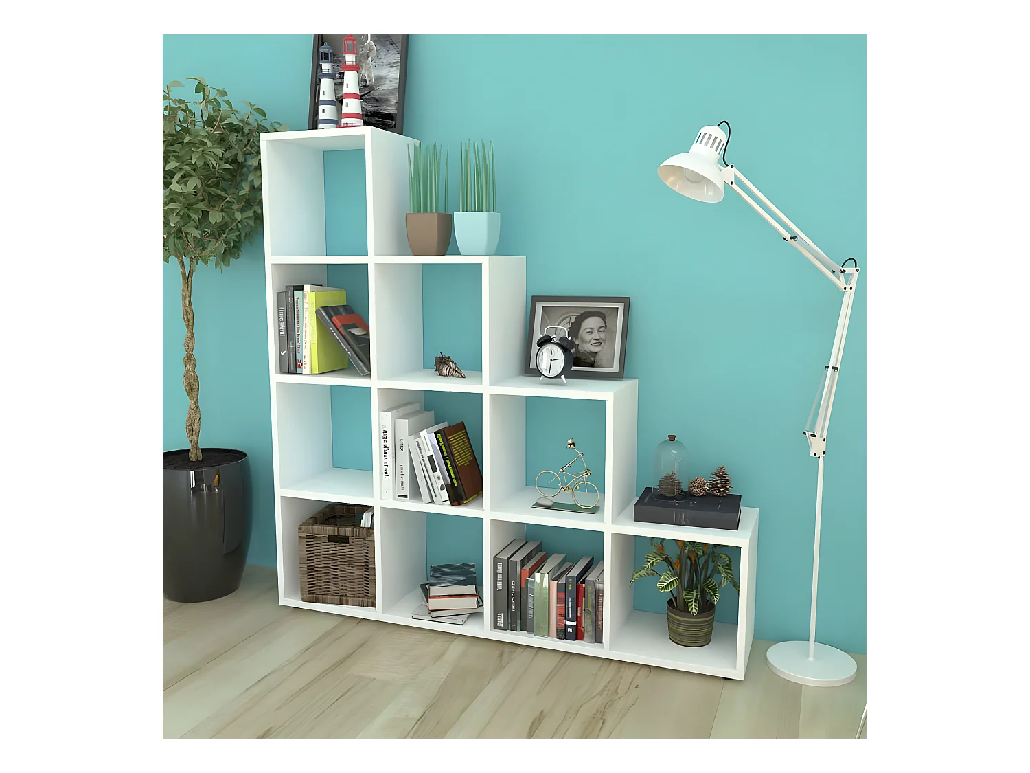 Bibliothèque/étagère 142 cm Blanc