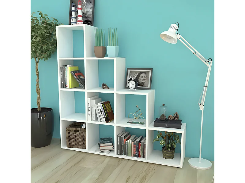 Boekenkast/presentatiemeubel trapvormig 142 cm wit