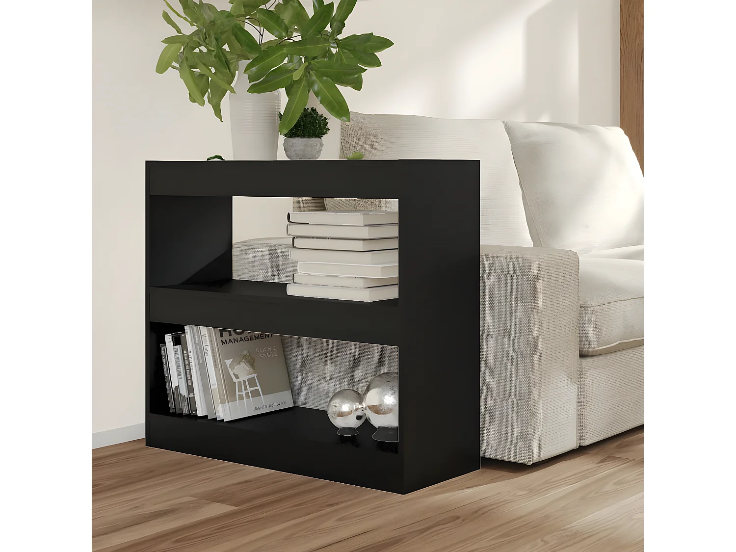 Bibliothèque/Séparateur de pièce Noir 80x30x72 cm