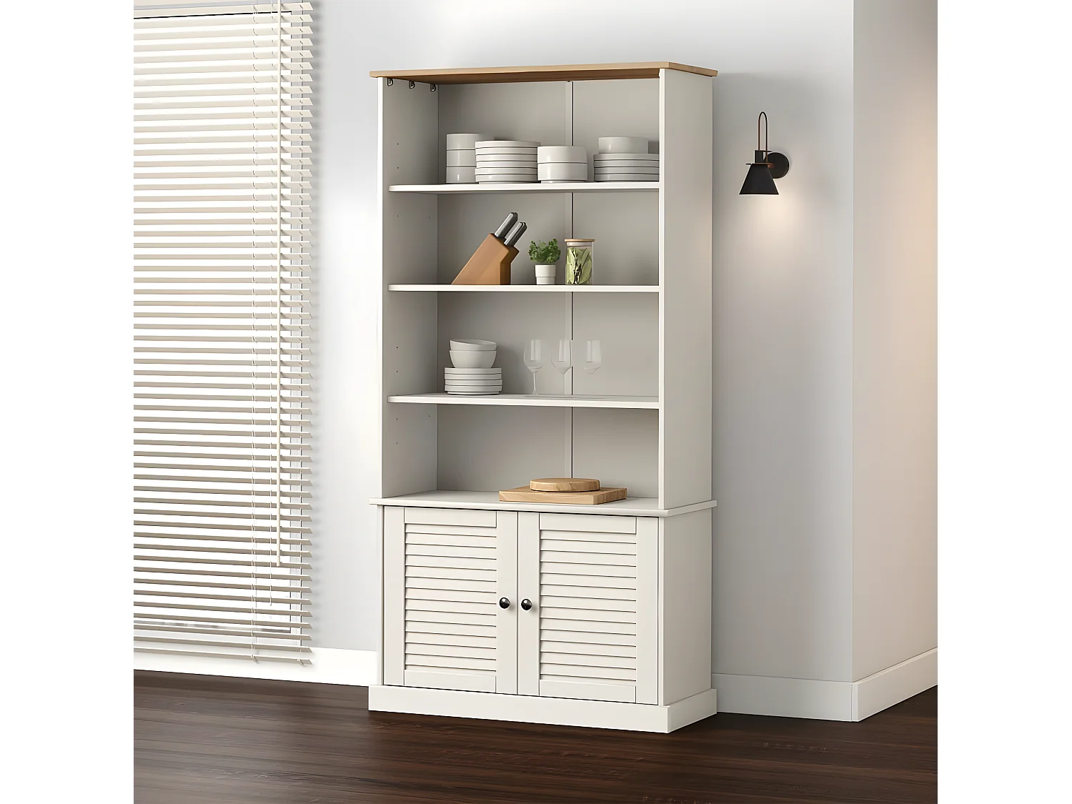 Bibliothèque VIGO blanc 85x35x170 cm bois massif de pin