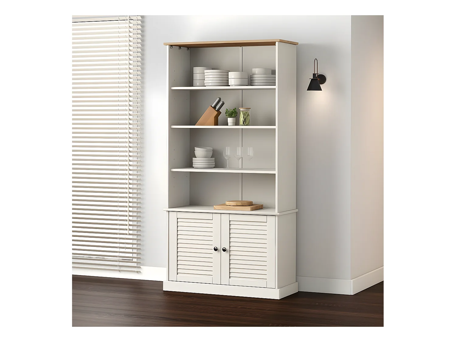 Bibliothèque VIGO blanc 85x35x170 cm bois massif de pin