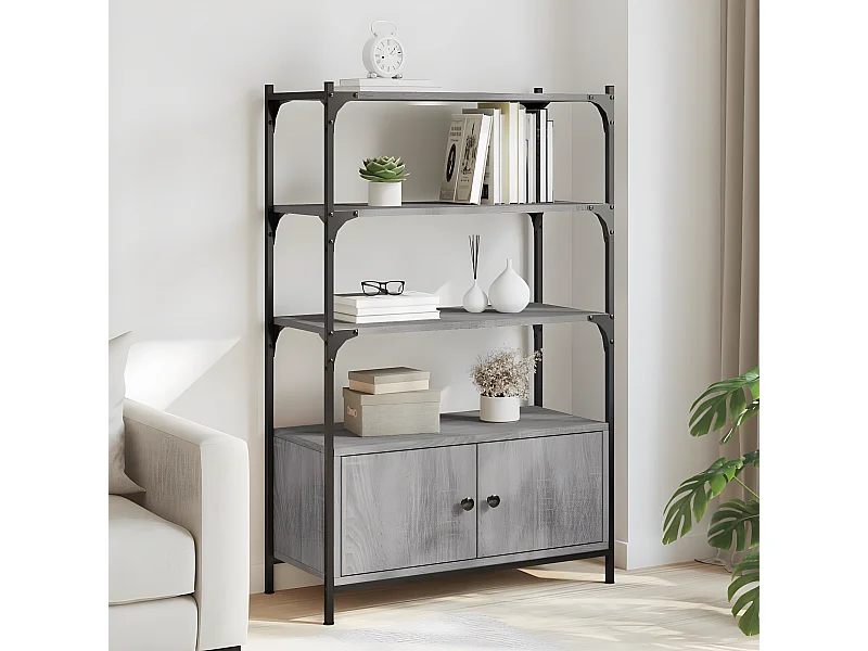 Estante c/ 3 prateleiras derivados de madeira cinzento sonoma