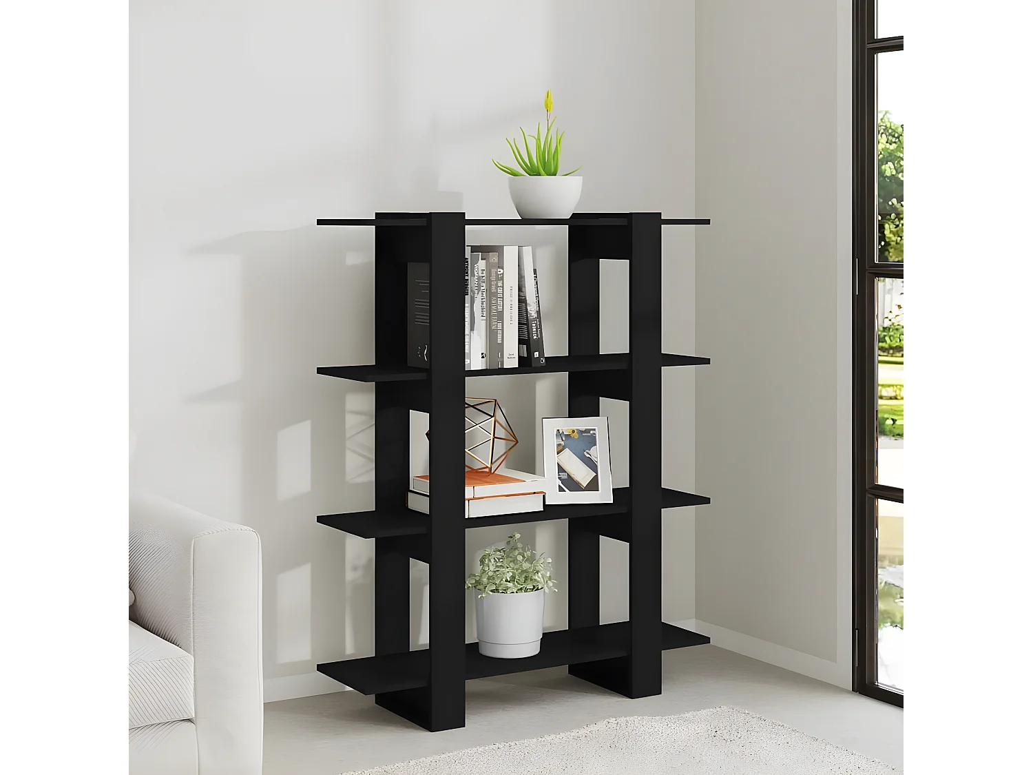 Bibliothèque/Séparateur de pièce Noir 100x30x123,5 cm