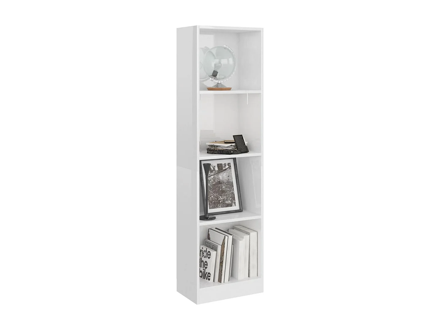 Bibliothèque à 4 niveaux Blanc brillant 40x24x142 cm Aggloméré