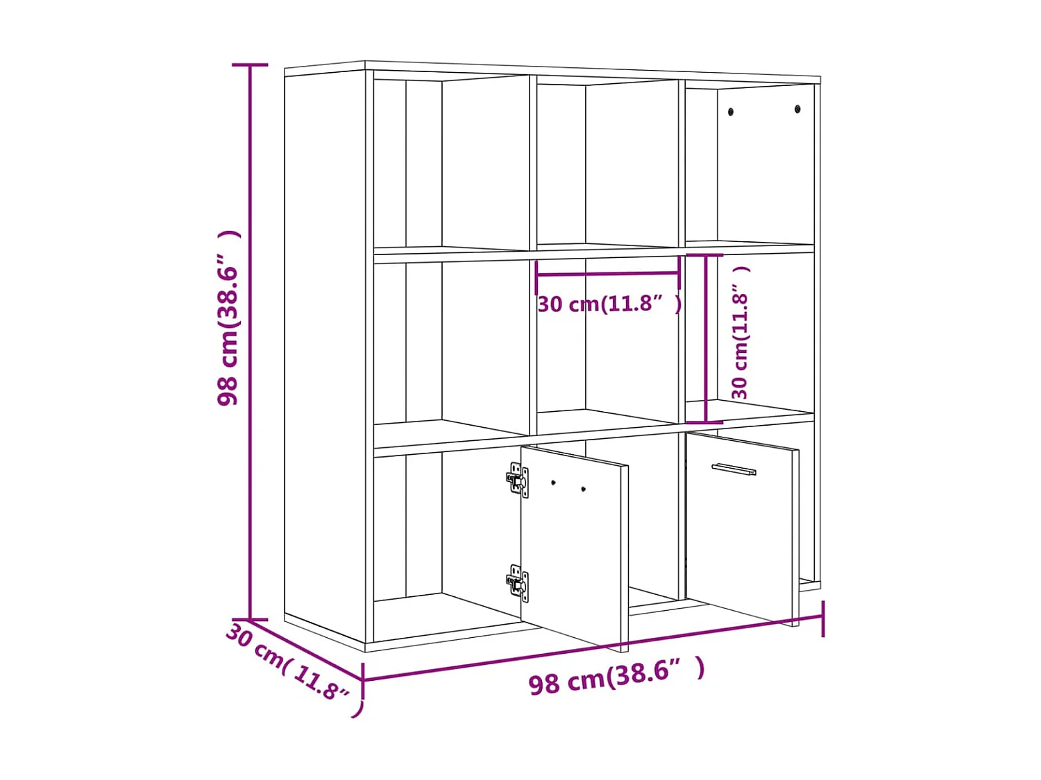 Boekenkast 98x30x98 cm bewerkt hout sonoma eikenkleurig