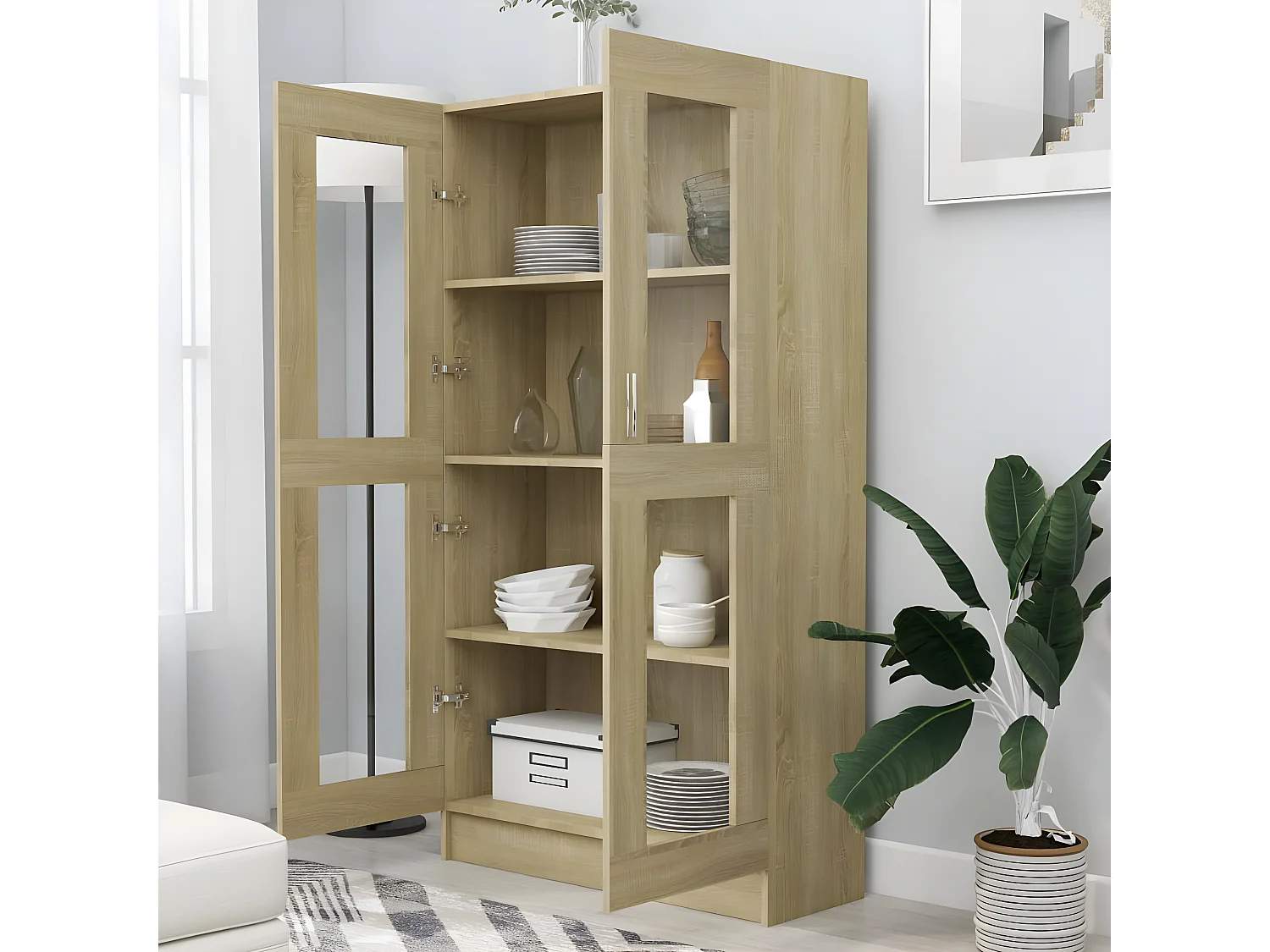 Armoire à vitrine Chêne sonoma 82,5x30,5x150 cm Aggloméré