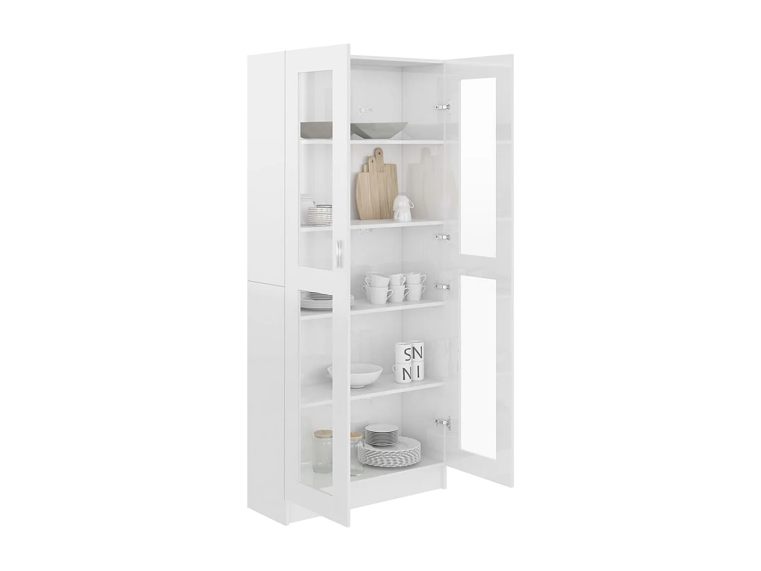 Armário vitrine 82,5x30,5x185,5cm contraplacado branco brilh.