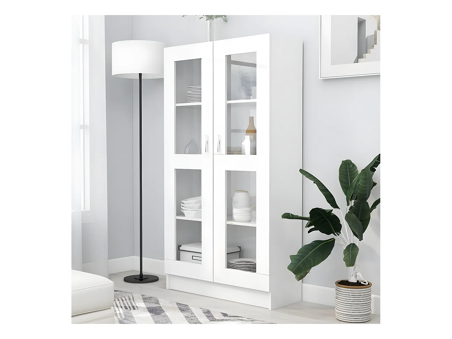 Armoire à vitrine Blanc 82,5x30,5x150 cm Aggloméré