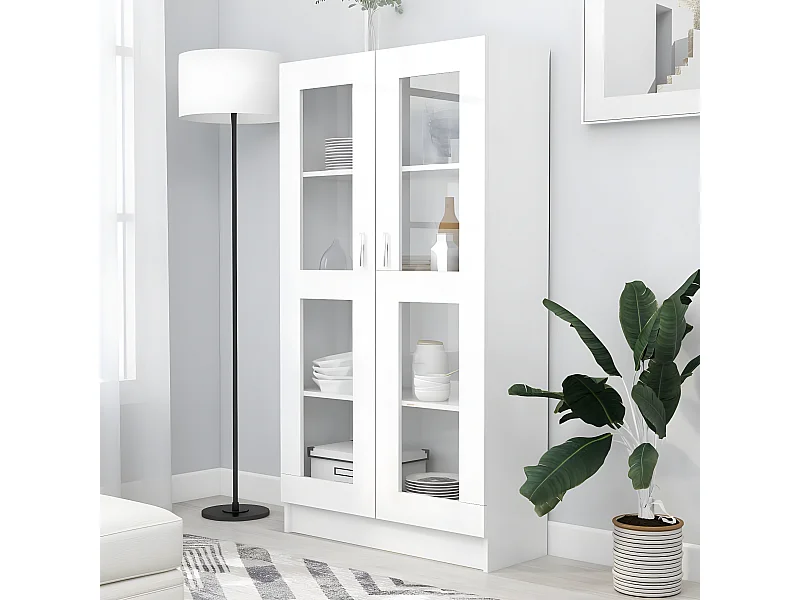 Armoire à vitrine Blanc 82,5x30,5x150 cm Aggloméré