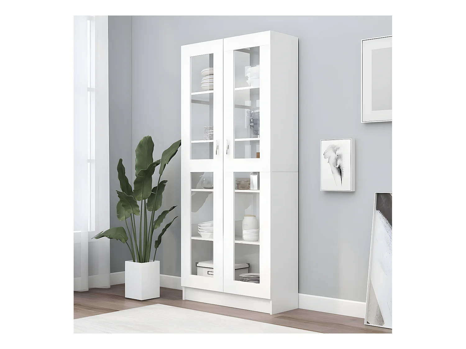 Armoire à vitrine Blanc 82,5x30,5x185,5 cm Aggloméré