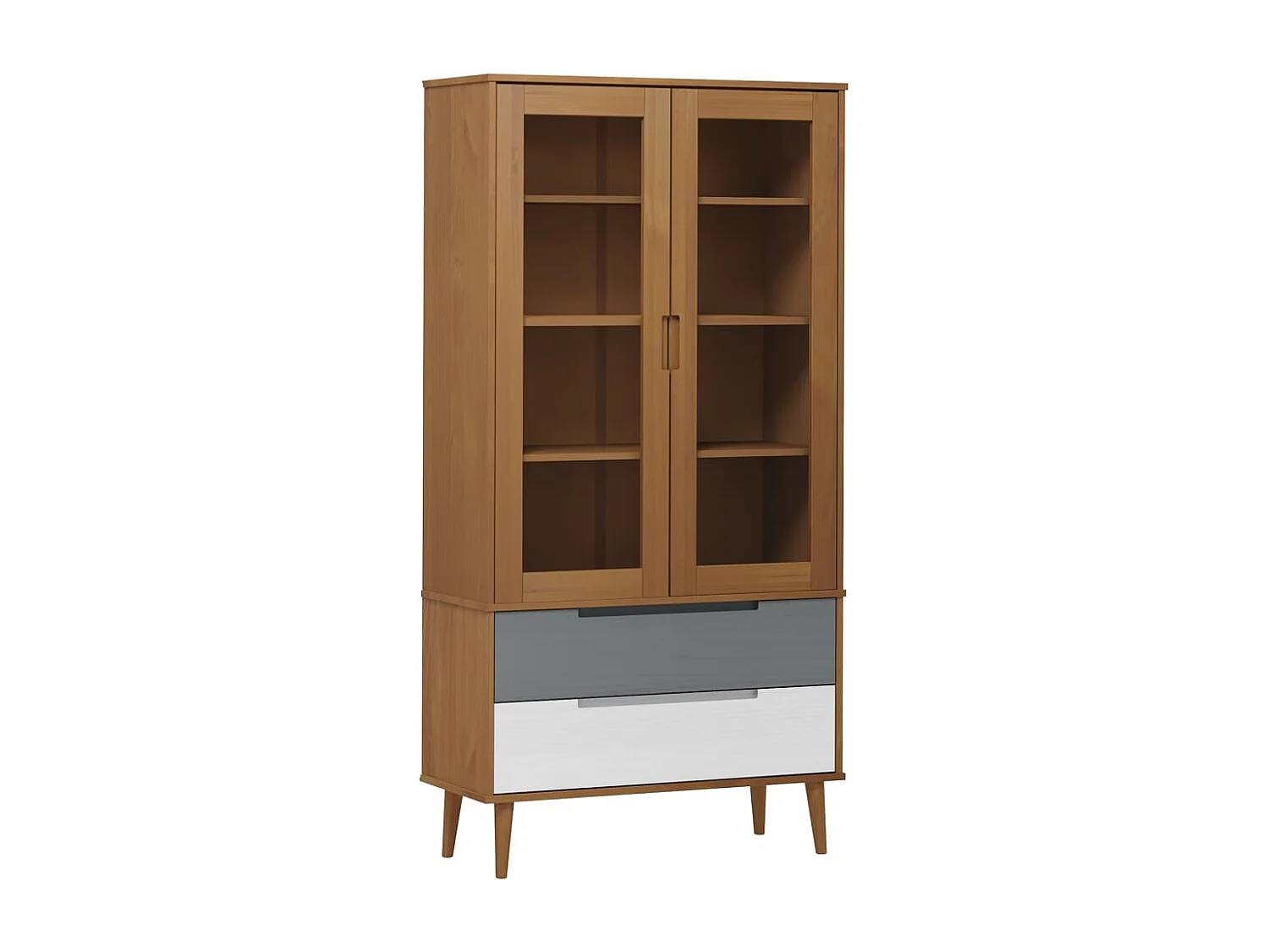 Vitrina MOLDE 90x35x175 cm pinho maciço castanho