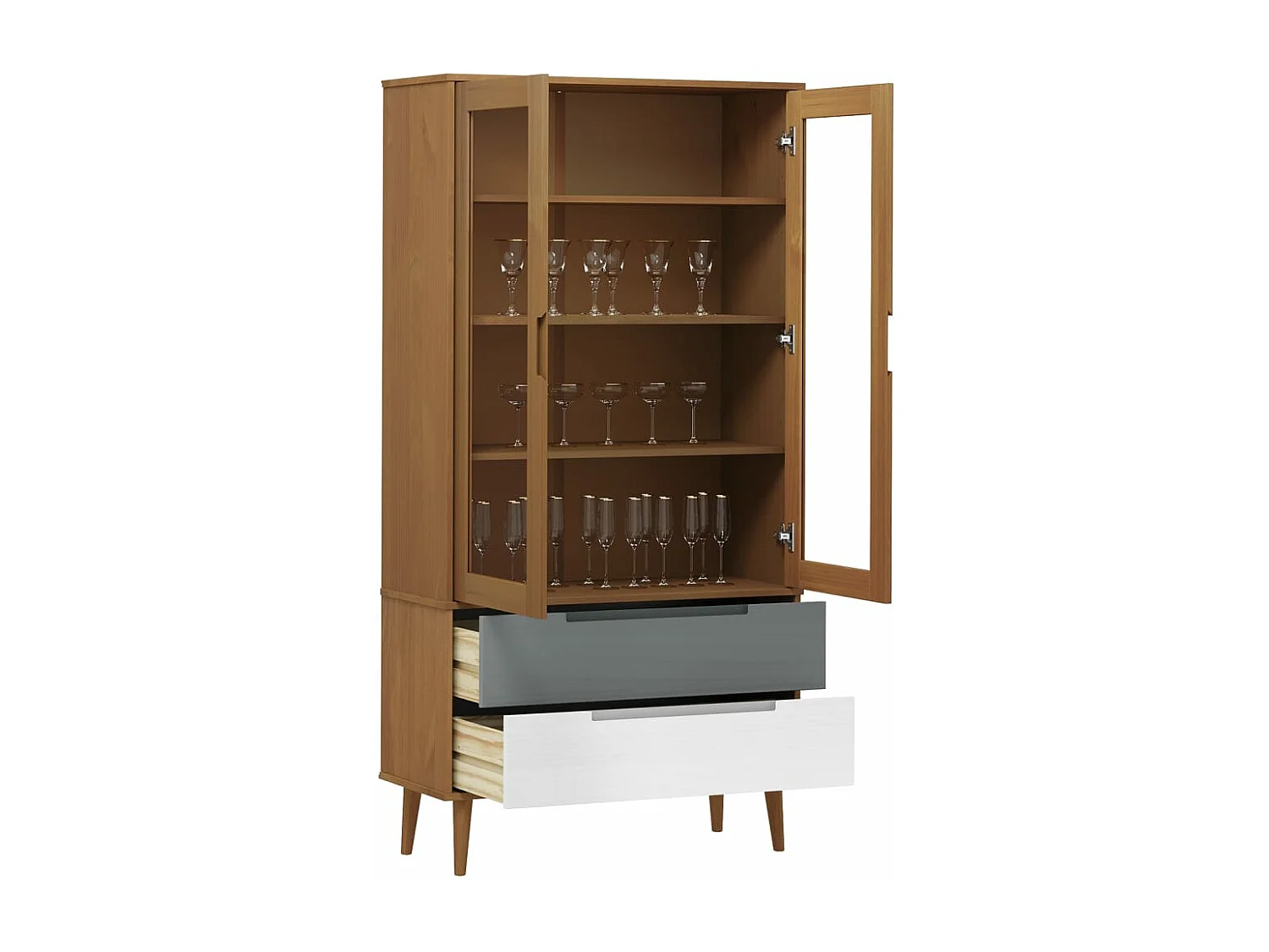 Vitrina MOLDE 90x35x175 cm pinho maciço castanho