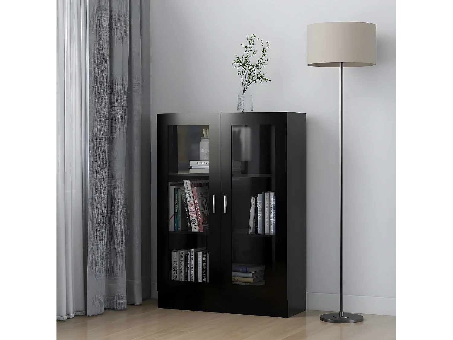 Armoire à vitrine Noir 82,5x30,5x115 cm Aggloméré