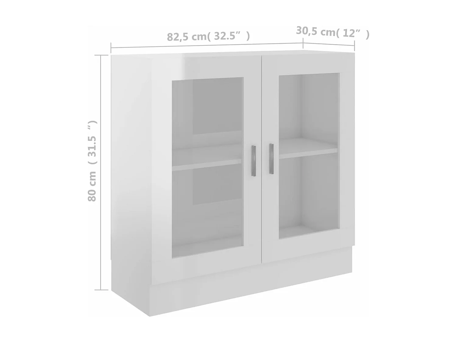 Armário vitrine 82,5x30,5x80 cm contraplacado branco brilhante