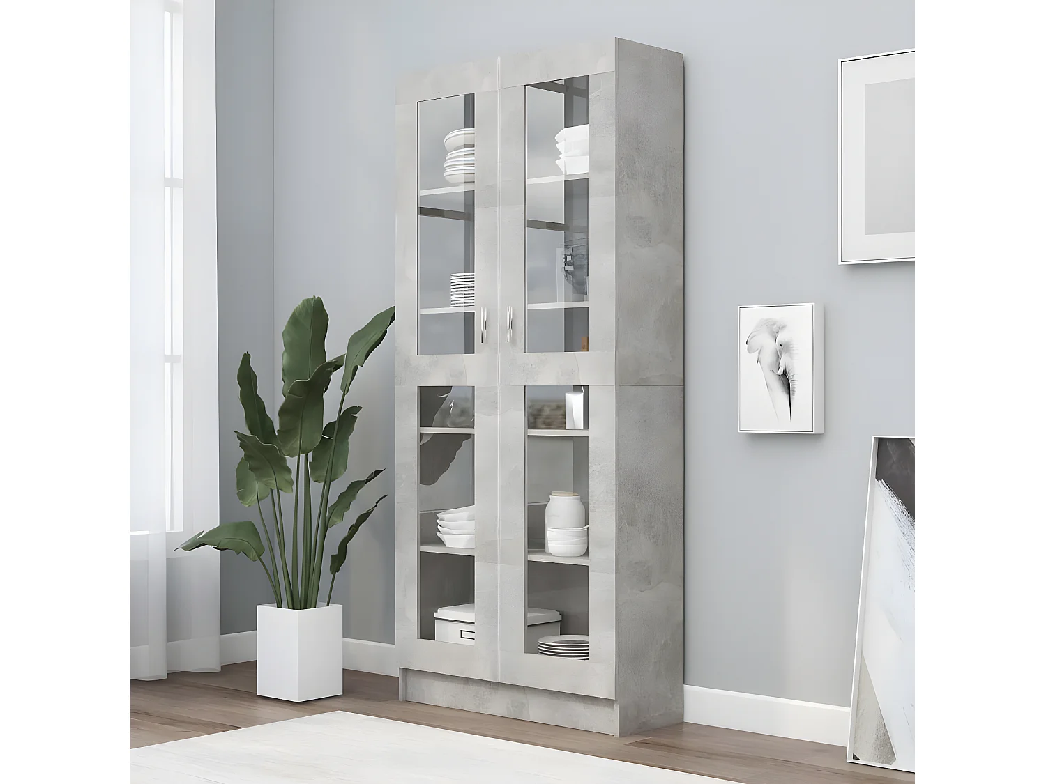 Armoire à vitrine Gris béton 82,5x30,5x185,5 cm Aggloméré