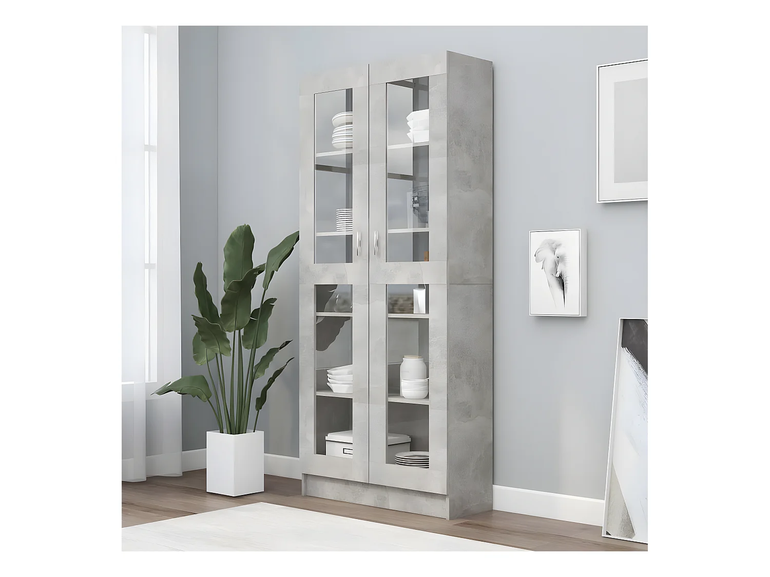 Armoire à vitrine Gris béton 82,5x30,5x185,5 cm Aggloméré