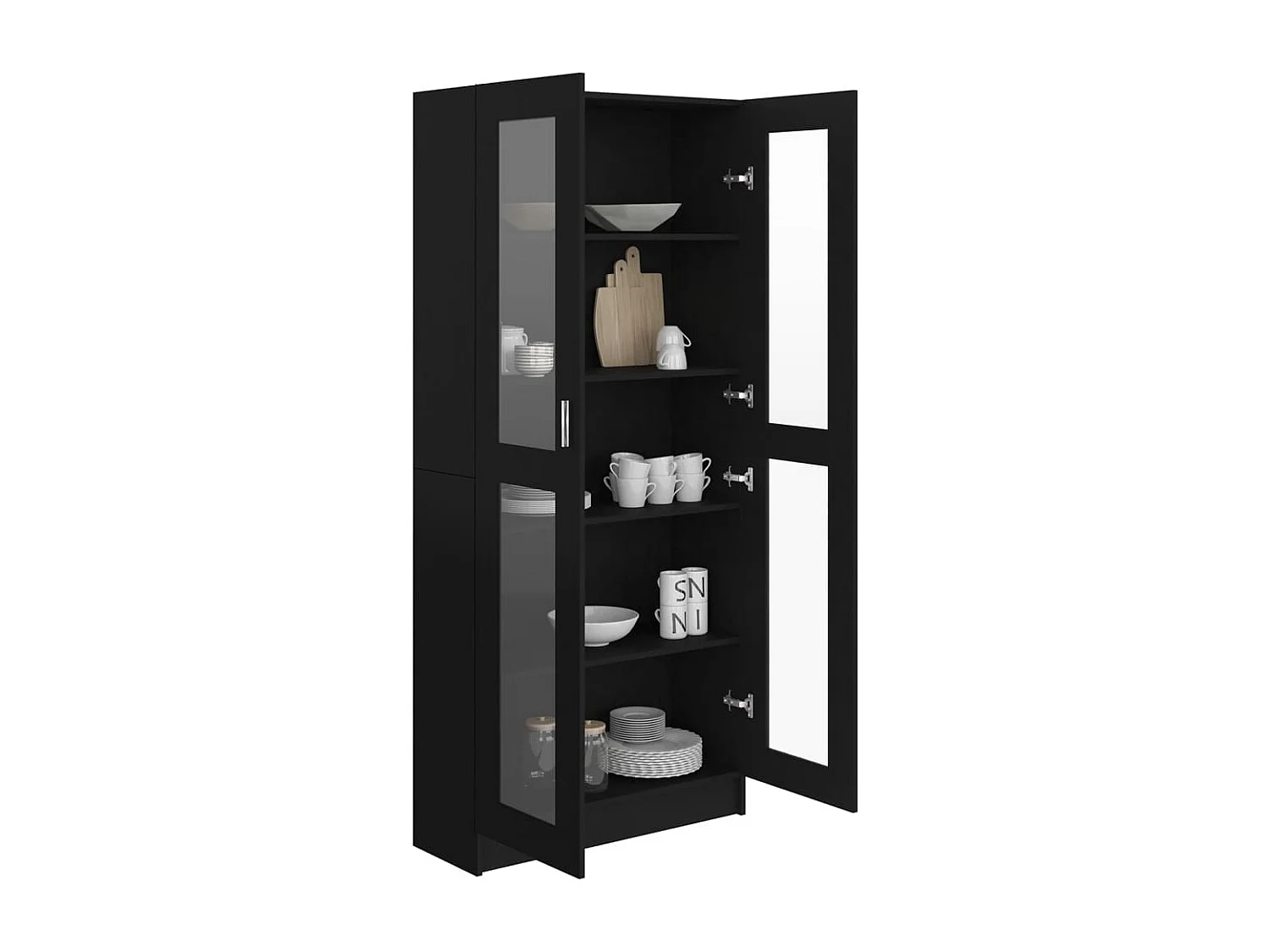 Armário vitrine 82,5x30,5x185,5 cm contraplacado preto