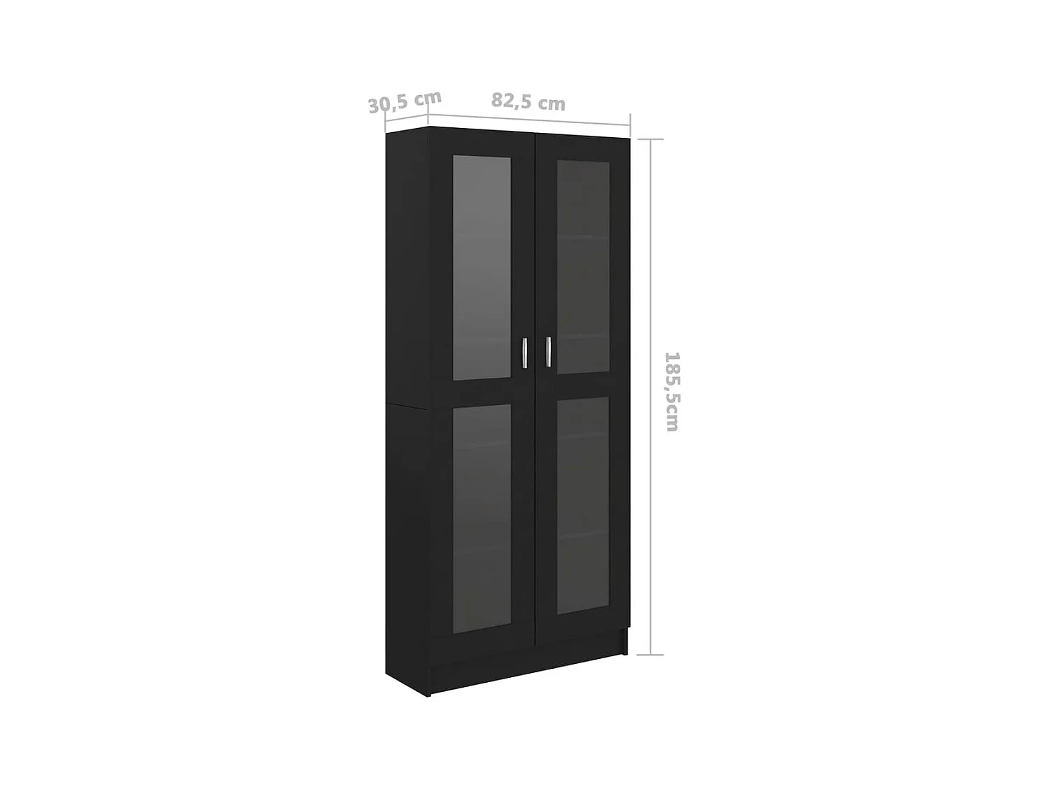 Armoire à vitrine Noir 82,5x30,5x185,5 cm Aggloméré