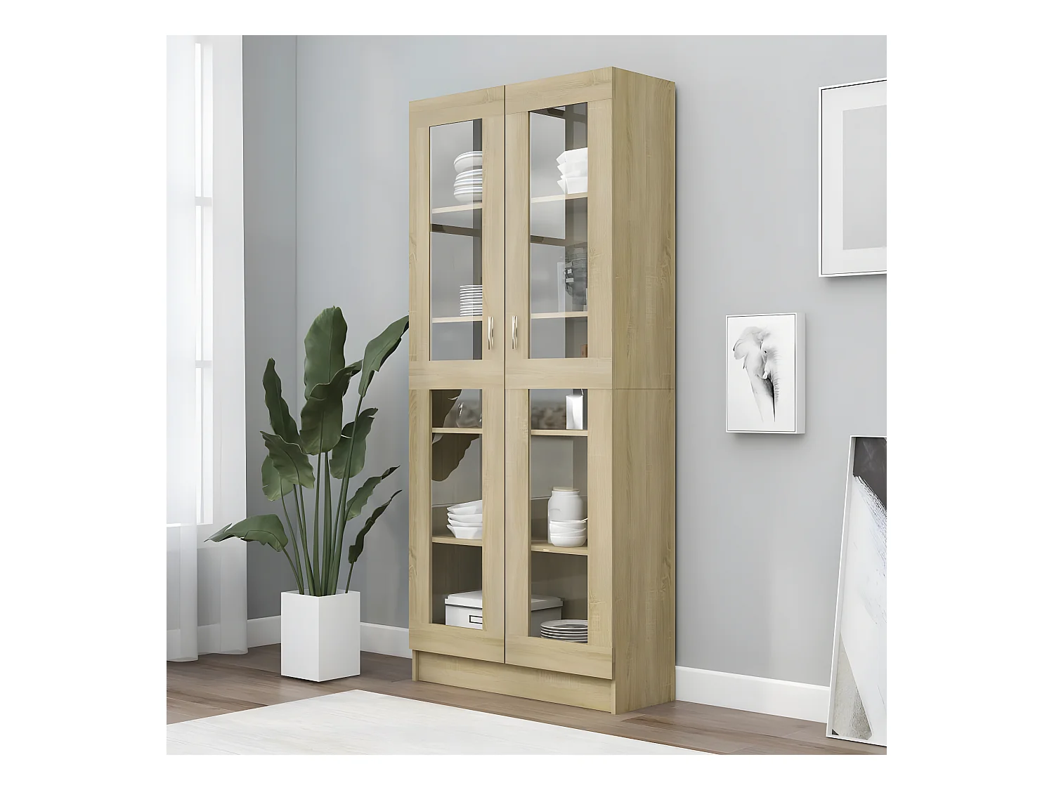 Armoire à vitrine Chêne sonoma 82,5x30,5x185,5 cm Aggloméré