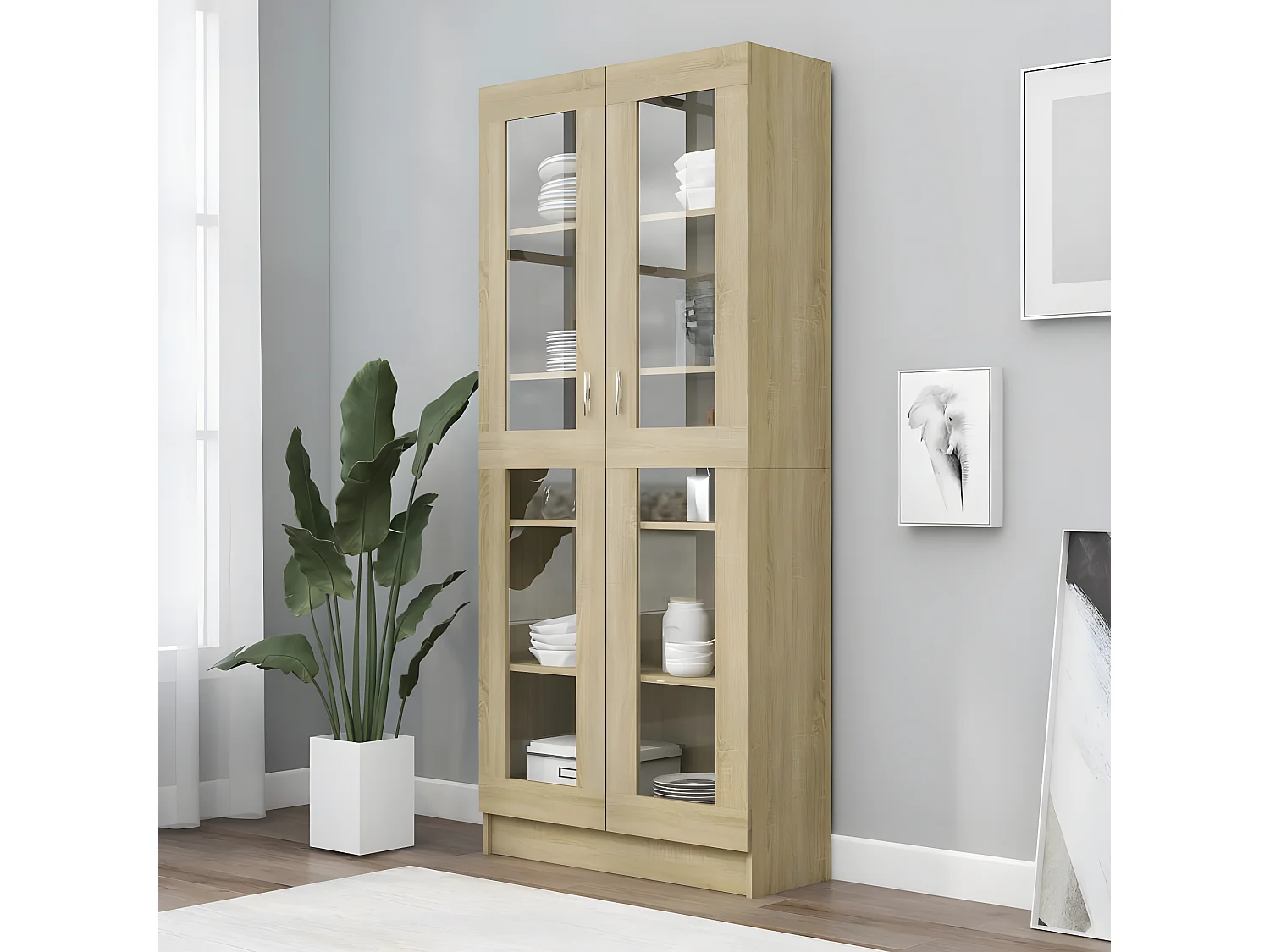 Armoire à vitrine Chêne sonoma 82,5x30,5x185,5 cm Aggloméré