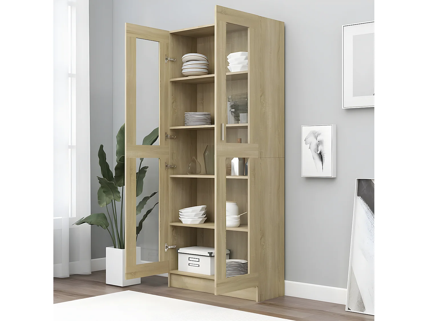 Armoire à vitrine Chêne sonoma 82,5x30,5x185,5 cm Aggloméré