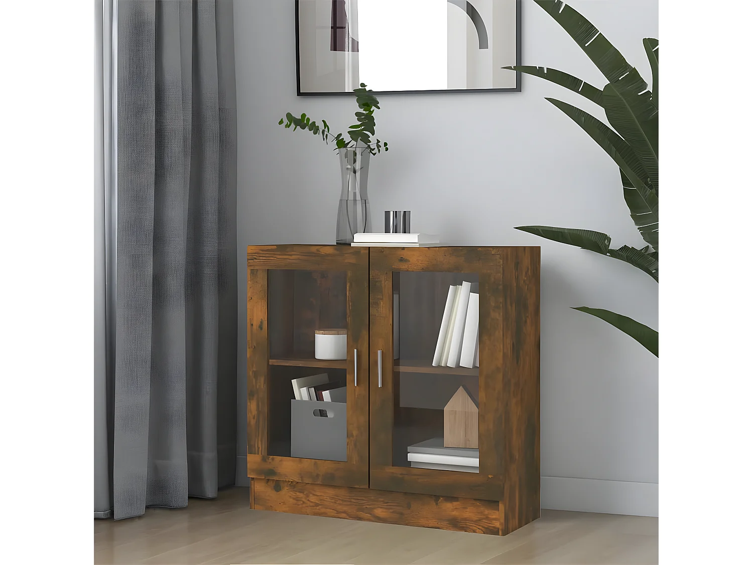 Vitrine 82,5x30,5x80 cm derivados de madeira carvalho fumado