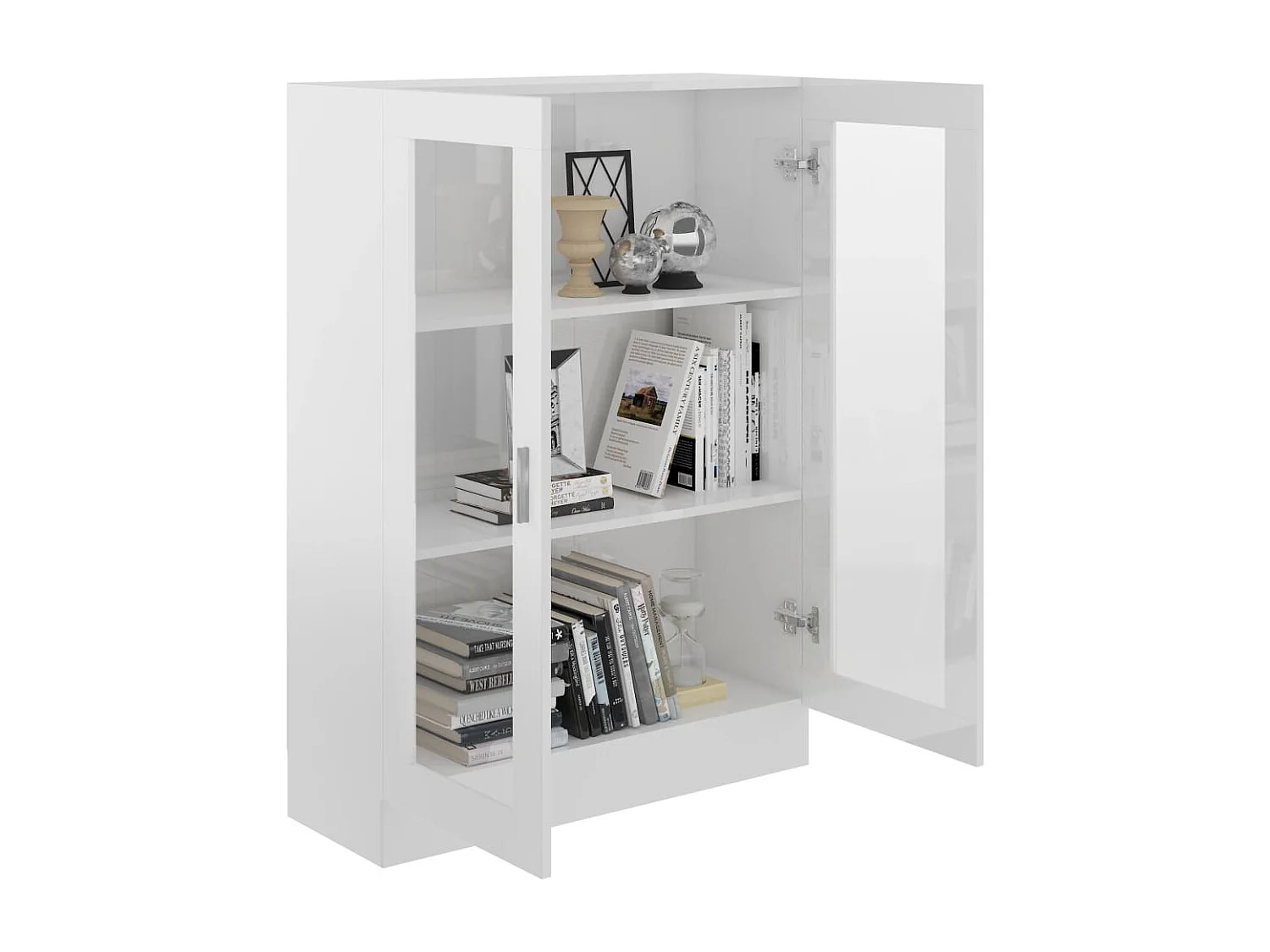 Armário vitrine 82,5x30,5x115 cm contraplacado branco brilhante