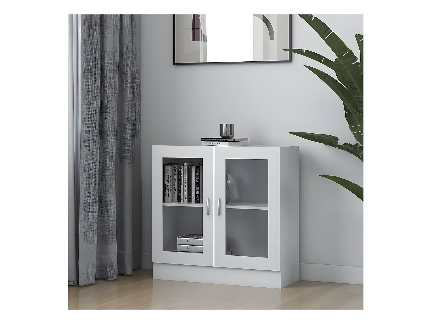 Armoire à vitrine Blanc 82,5x30,5x80 cm Aggloméré