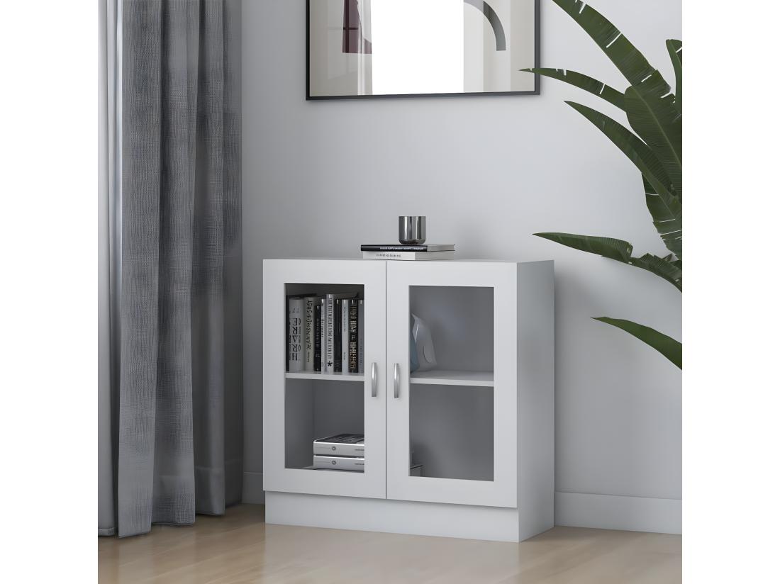vente unique Armoire à vitrine Blanc 82 5x30 5x80 cm Aggloméré